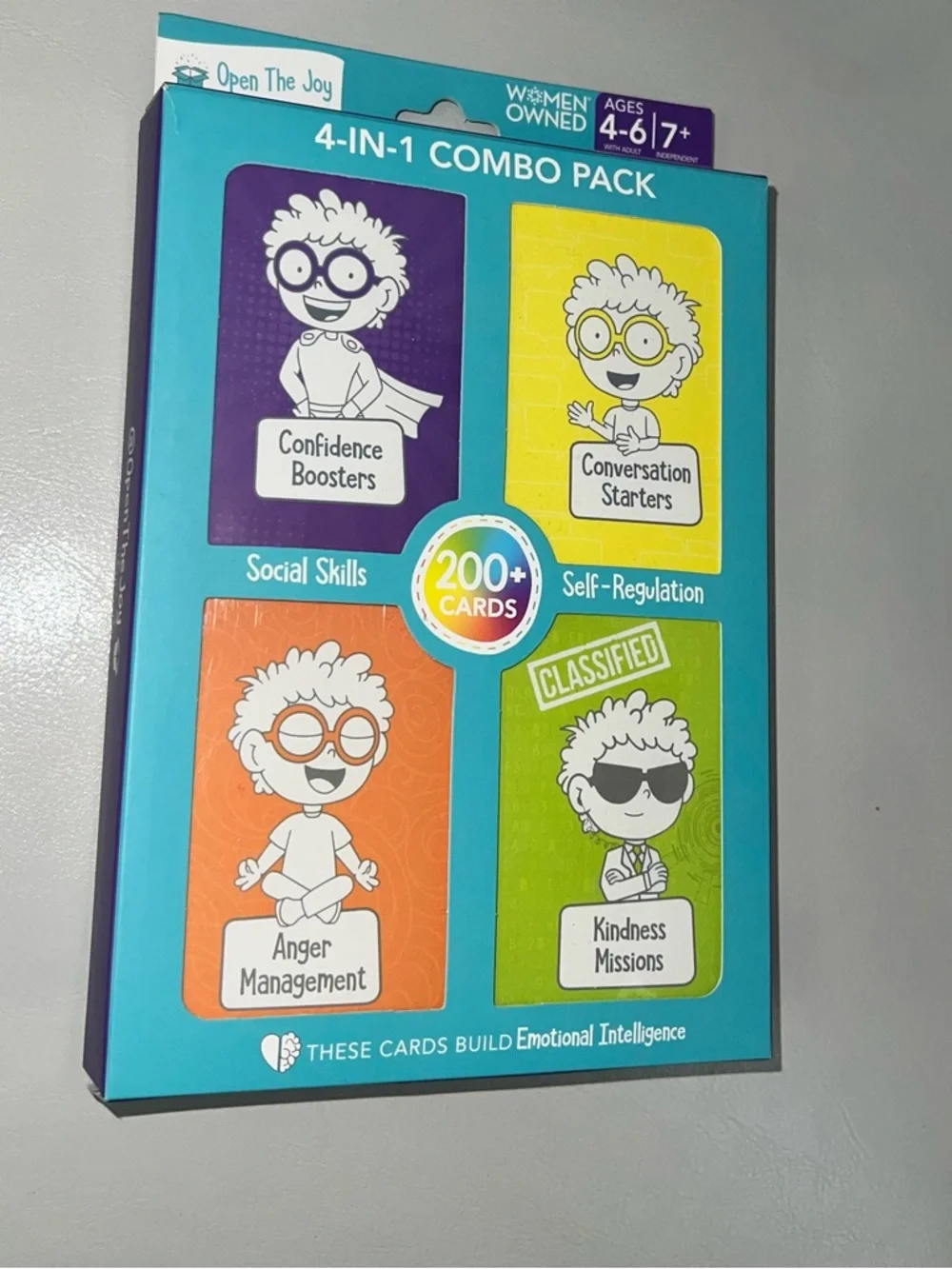 4-in-1 Kids Social Skills & Emotional Intelligence Cards - Teal
